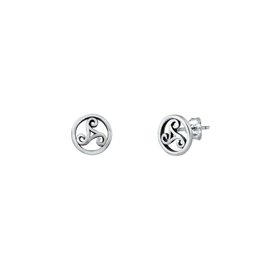 Silver Stud Earrings - Triskelion