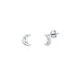 Silver Stud Earrings - Moon with Stars