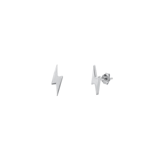 Silver Stud Earrings - Thunderbolt