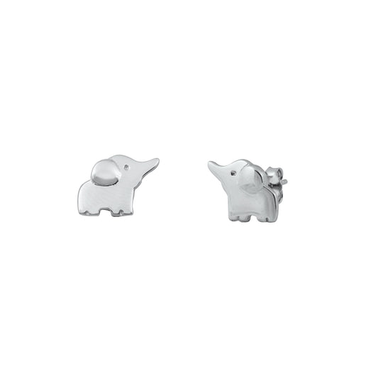 Silver Stud Earrings - Elephant