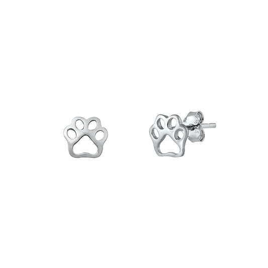 Silver Stud Earrings - Paw Print