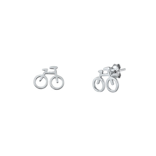 Silver Stud Earrings - Bicycle