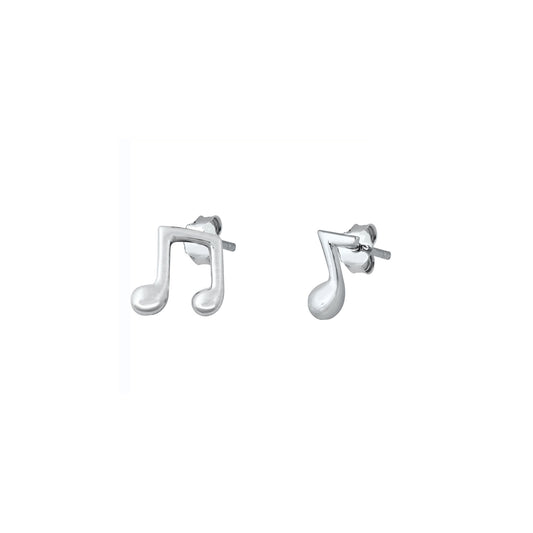 Silver Stud Earrings - Musical Note