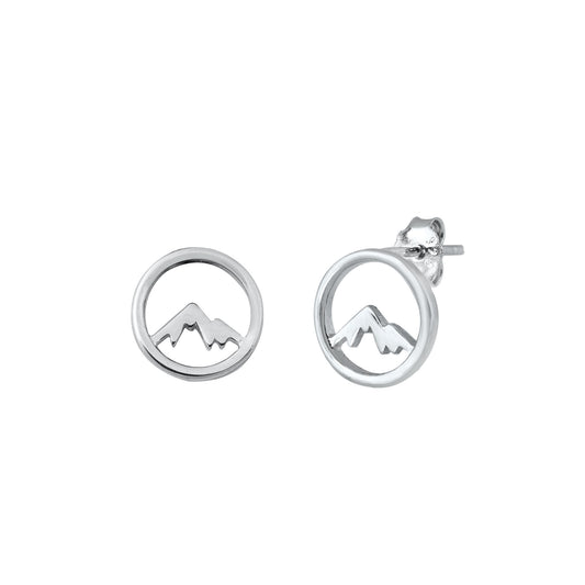 Silver Stud Earrings - Mountain