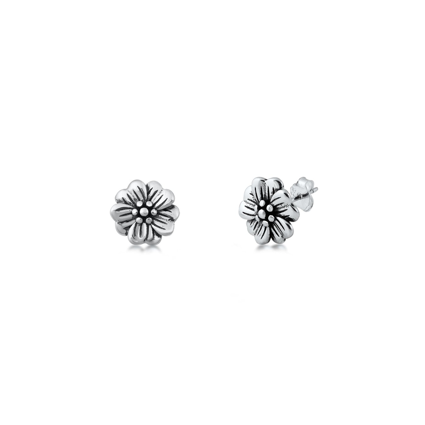 Silver Stud Earrings - Flower