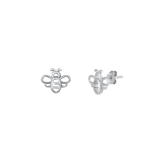 Silver Stud Earrings - Bee