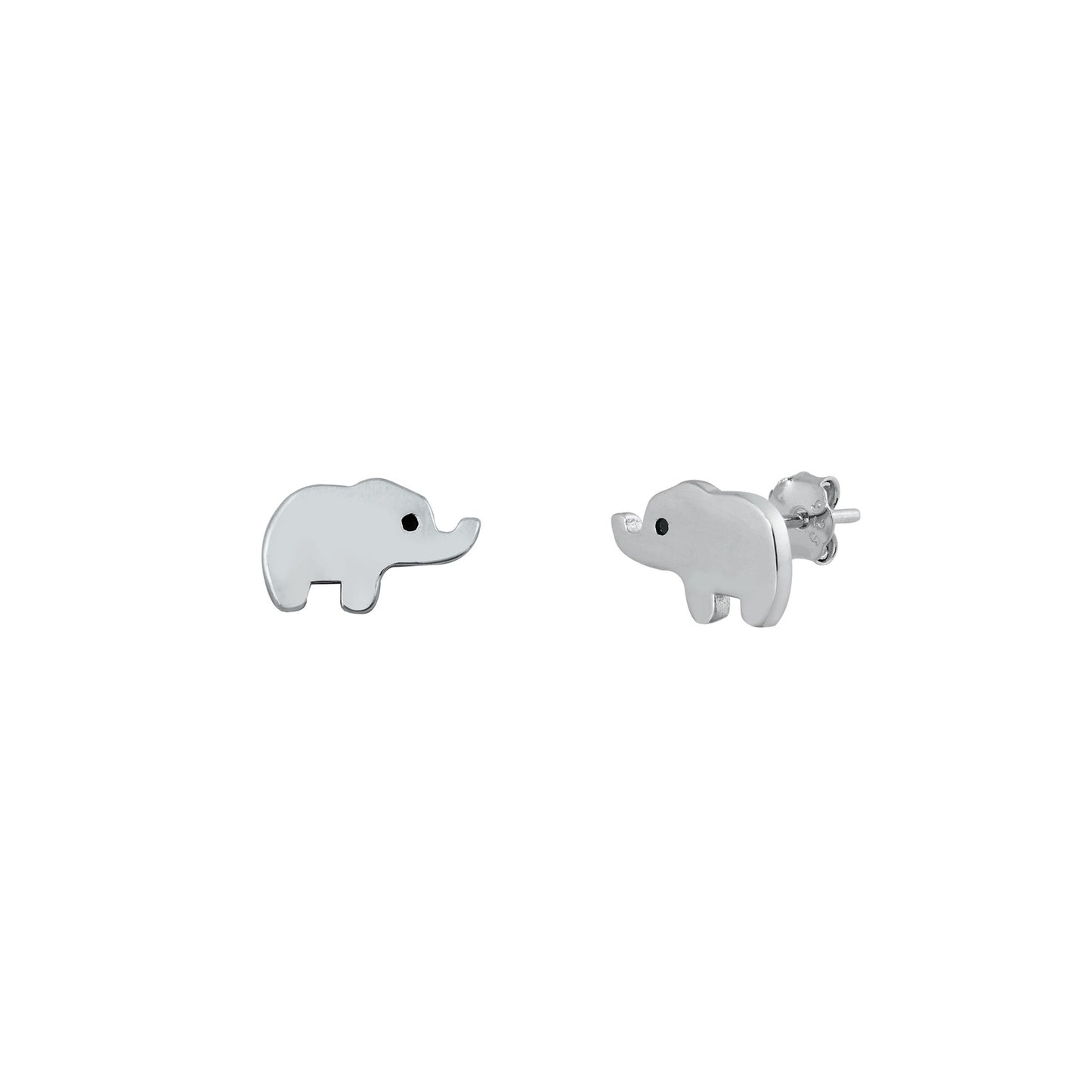 Silver Stud Earrings - Elephant