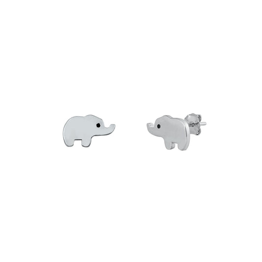 Silver Stud Earrings - Elephant
