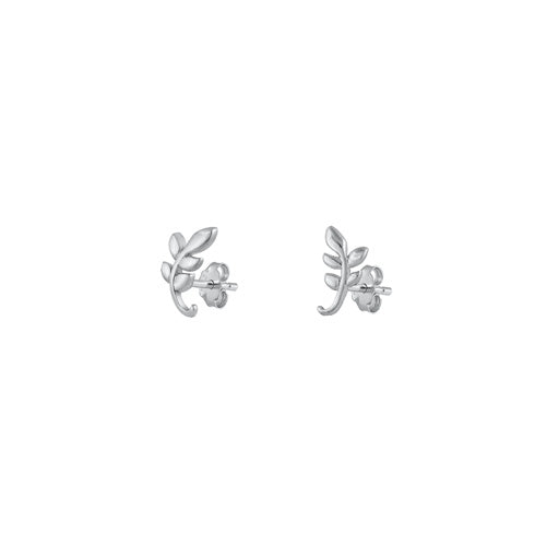 Silver CZ Earrings - Branch Leaves