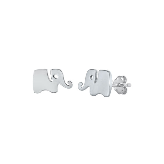 Silver Stud Earrings - Elephant