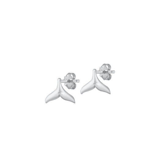 Silver Stud Earrings - Whale Tail