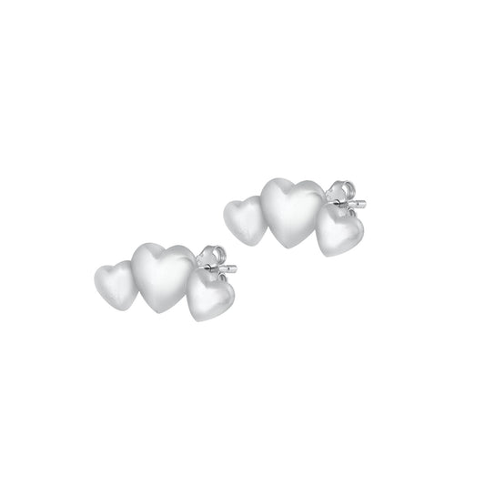 Silver Stud Earrings - Hearts