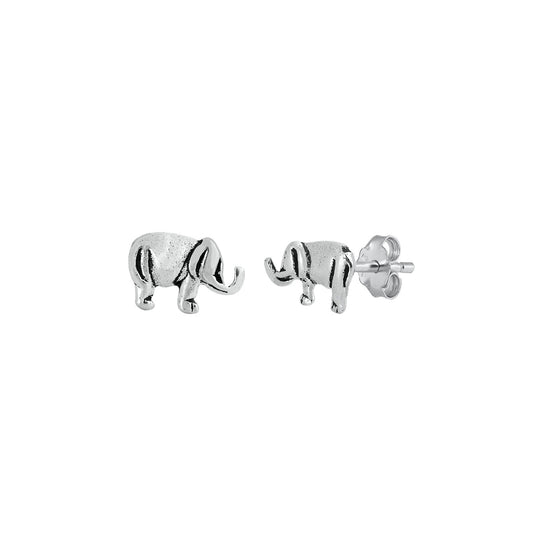 Silver Stud Earrings - Elephant