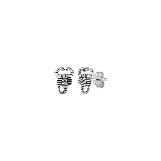 Silver Stud Earrings - Scorpion