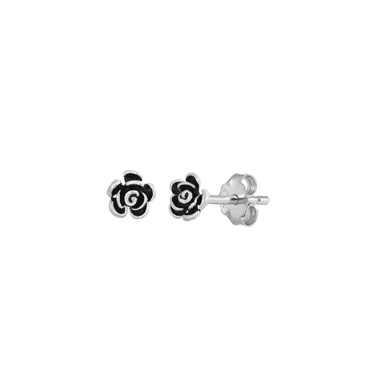 Silver Stud Earrings - Rose