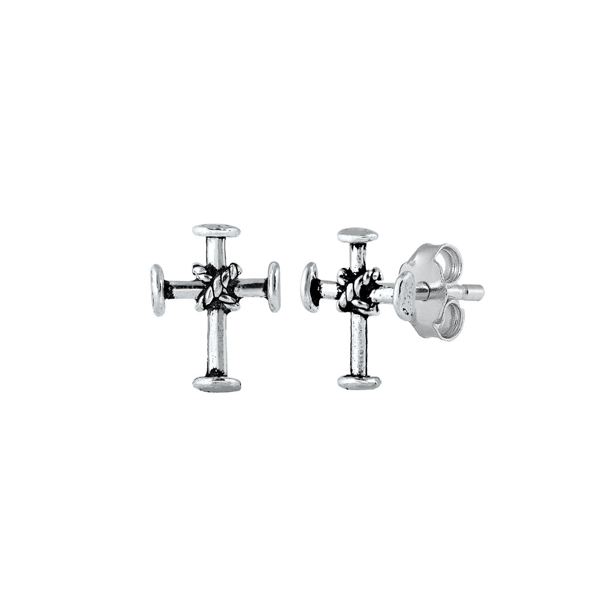 Silver Stud Earrings - Cross