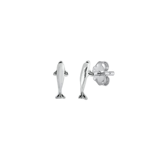 Silver Stud Earrings - Dolphin