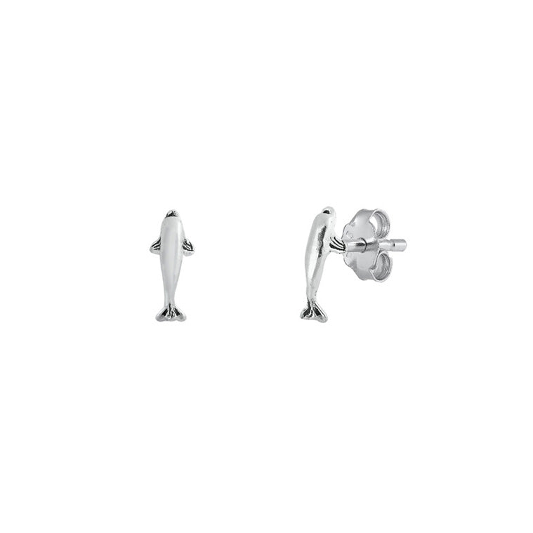 Silver Stud Earrings - Dolphin