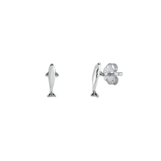 Silver Stud Earrings - Dolphin