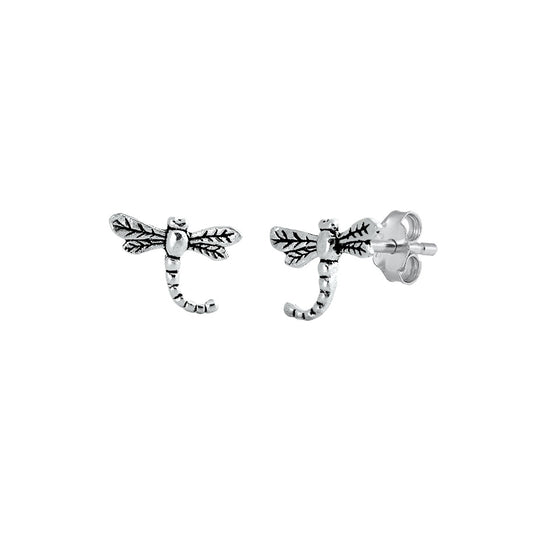 Silver Stud Earrings - Dragonfly