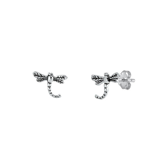 Silver Stud Earrings - Dragonfly