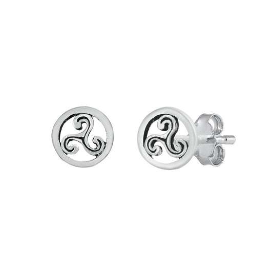 Silver Stud Earrings - Triquetra
