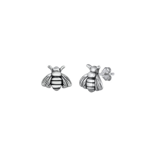 Silver Stud Earrings - Bumble Bee