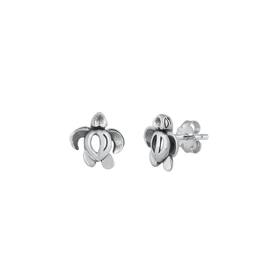 Silver Stud Earrings - Hawaiian Turtle