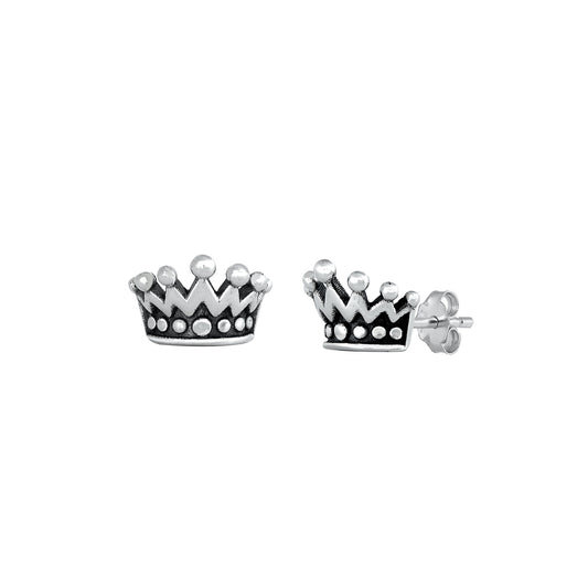 Silver Stud Earrings - Crown