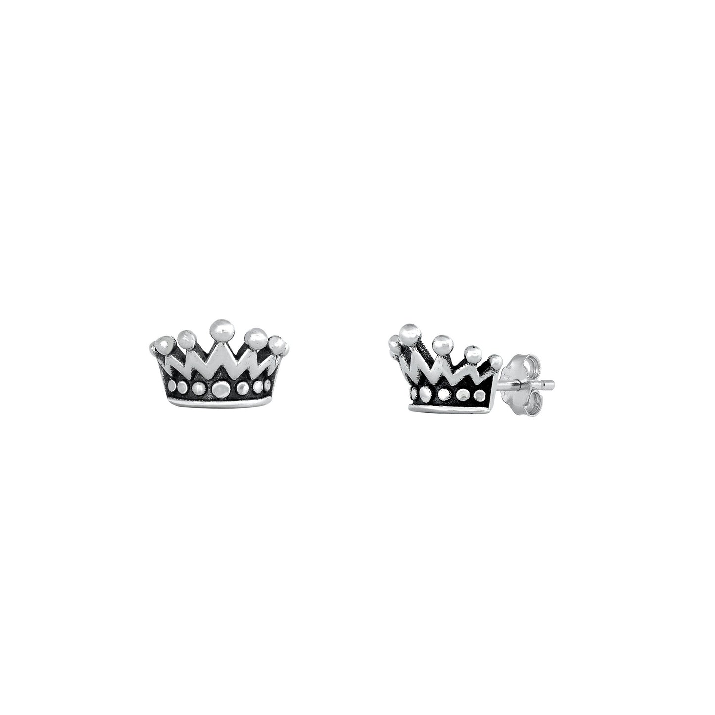Silver Stud Earrings - Crown