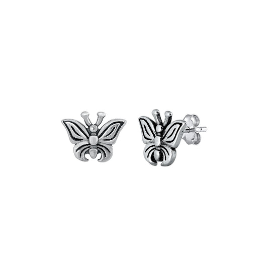 Silver Stud Earrings - Butterfly