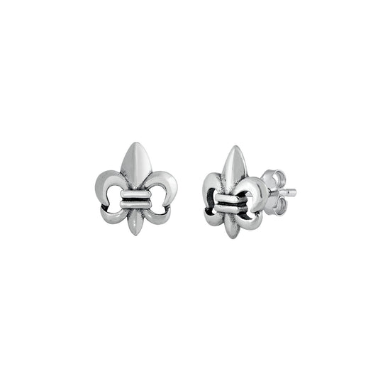 Silver Stud Earrings - Fleur De Lis