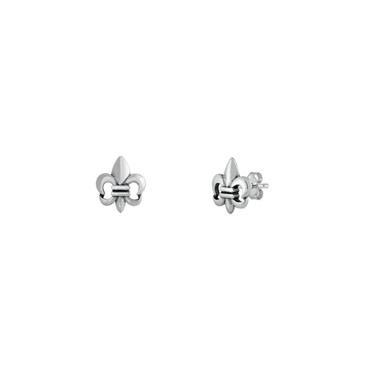 Silver Stud Earrings - Fleur De Lis