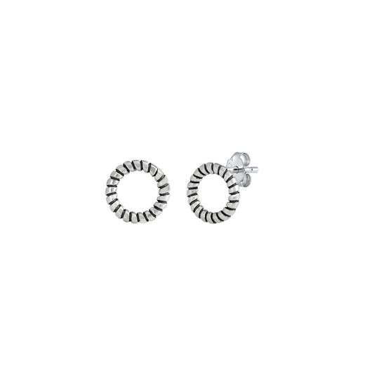 Silver Stud Earrings - Open Circle