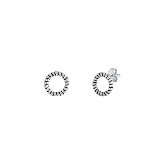 Silver Stud Earrings - Open Circle