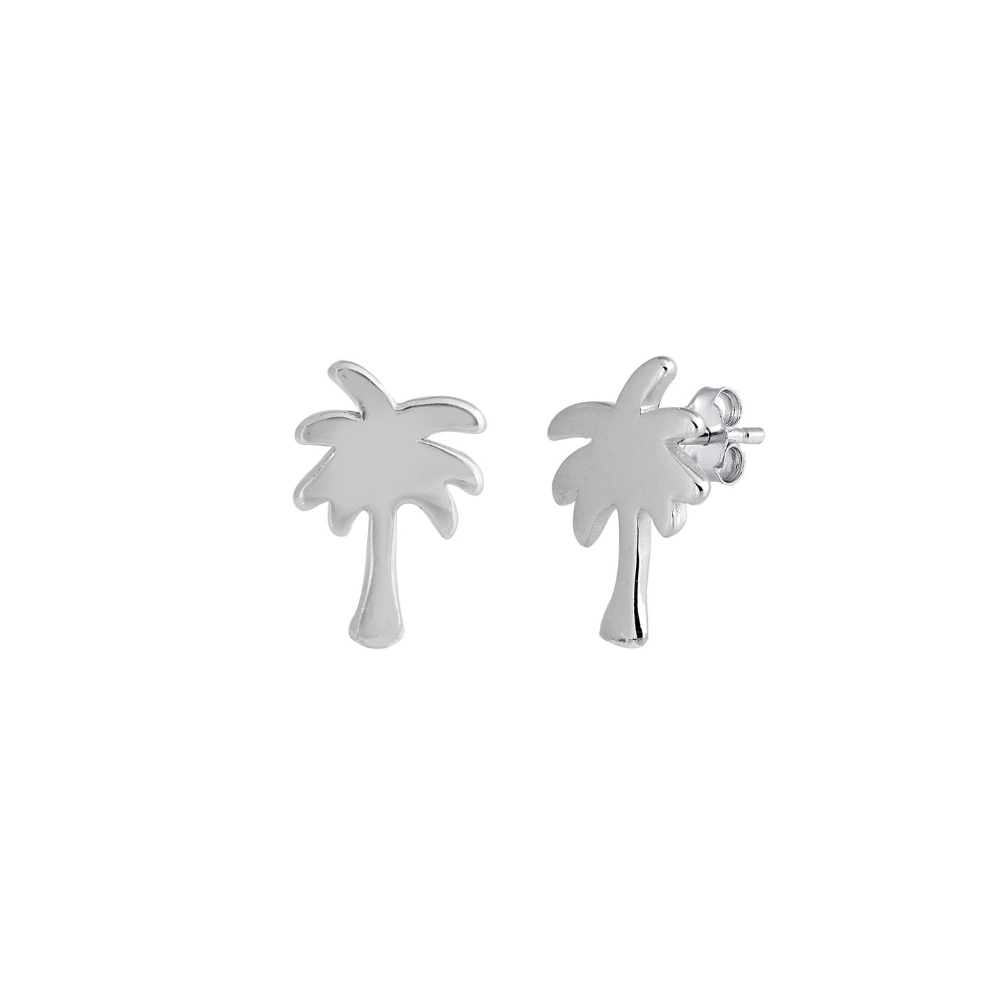 Silver Stud Earrings - Palm Trees