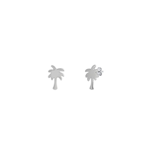 Silver Stud Earrings - Palm Trees