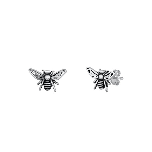 Silver Stud Earrings - Bee