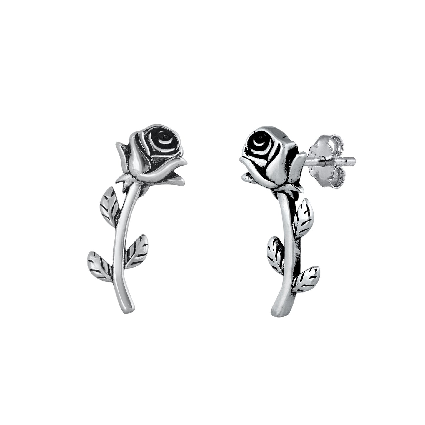 Silver Stud Earrings - Rose