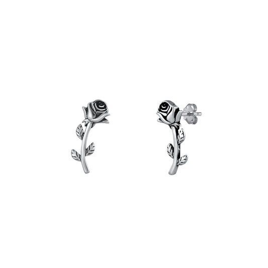 Silver Stud Earrings - Rose