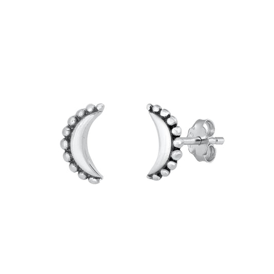 Silver Stud Earrings - Bali Moon