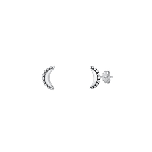 Silver Stud Earrings - Bali Moon
