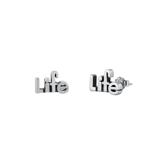 Silver Stud Earrings - Life