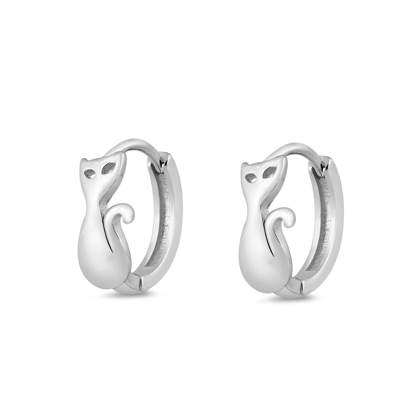 Silver Stud Earrings - Cat