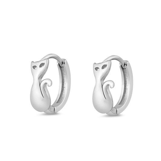 Silver Stud Earrings - Cat