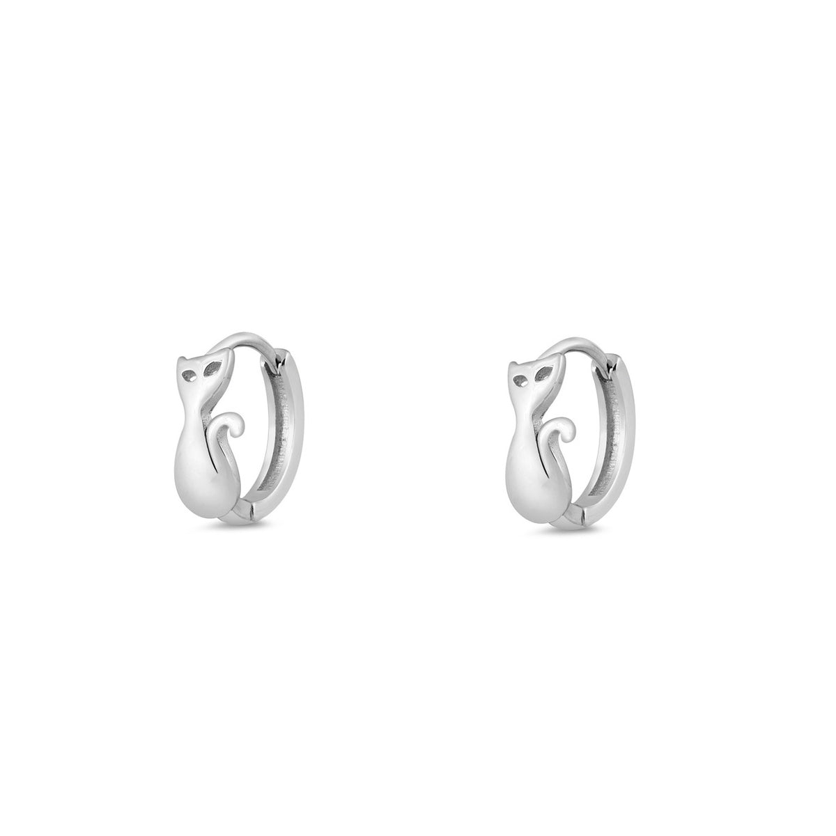 Silver Stud Earrings - Cat