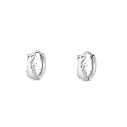 Silver Stud Earrings - Cat