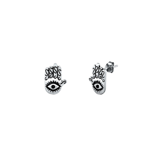 Silver Stud Earrings - Hamsa