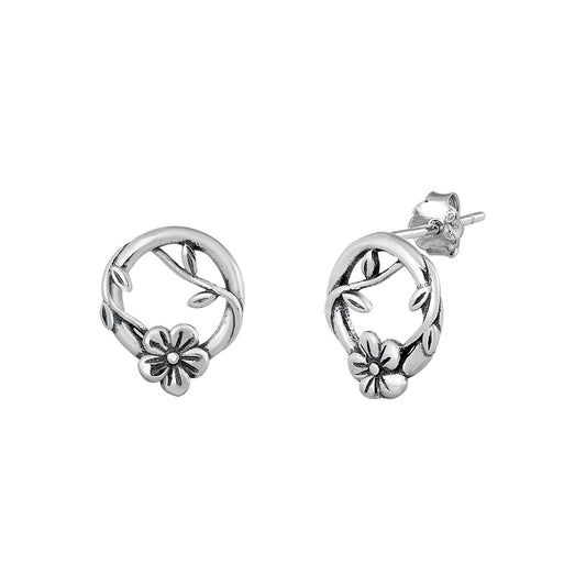 Silver Stud Earrings - Flower