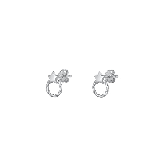 Silver Stud Earrings - Star Wreath